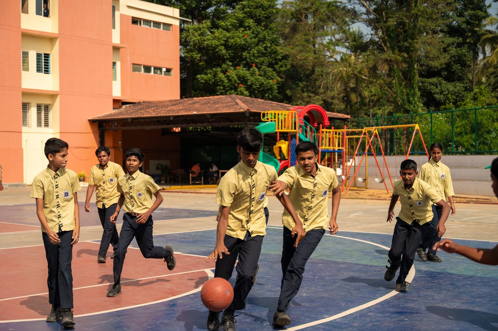 DAV students playing basketball
